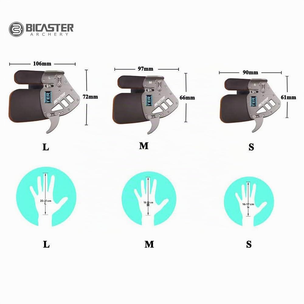 Bicaster Bogenschießen-Finger-Tabs für Linkshänder für Recurvebogen, echtes Leder + Aluminiumplatte, verstellbar