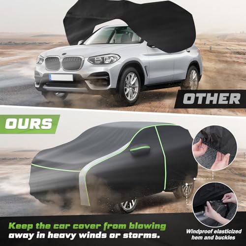 Image of Mixsuper Liner Car Cover for BMW X3 2003-2026, 7 Layers Waterproof Car Cover Accessories for X3 with Zipper Door, Windproof Straps, Reflective Strips, Anti-UV, All Weather