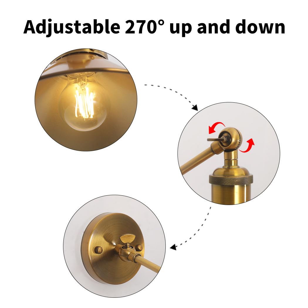 Applique murale LED intérieure avec bras pivotant réglable, lampe murale industrielle vintage intérieure, lampe de table de nuit en métal, lampe murale de lecture pour salon, chambre à coucher