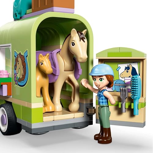 Image of LEGO Friends Horse & Baby Foal Trailer Toy - with 2 Minidolls, Puppy, Horse, Foal and Frog - 42695