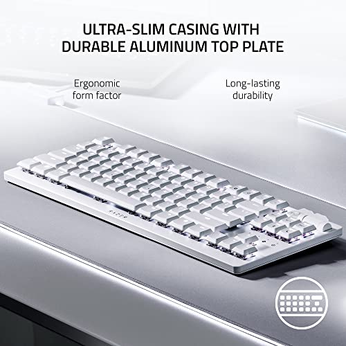 Image of Razer DeathStalker V2 Pro TKL Wireless Gaming Keyboard: Low Profile Optical Switches Linear Red - HyperSpeed Wireless & Bluetooth - Chroma RGB - Up to 200 Hr Battery Snap Tap - White