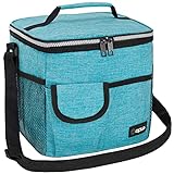 opux Insulated Lunch Box for Men Women Kids, Leakproof Reusable Lunch Bag Cooler for Work School Office, Soft Thermal Lunchbox Tote Shoulder Strap for Boys Girls Adults, Heather Sea Blue, 18 Can/10L