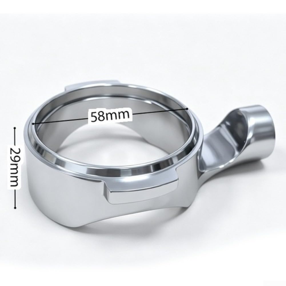 58mm E61 Portafilter Base plana de dos orejas Acero inoxidable para mango para barista uso doméstico duradero (blanco)