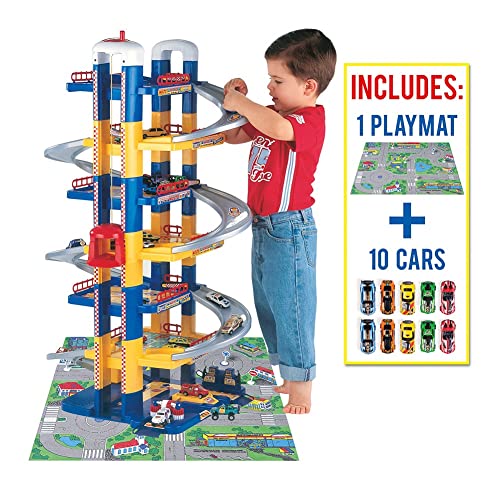 MOLTO | Parcheggio per bambini a 7 piani con garage, rampe, lavanderia, ascensore, benzinaio e area di lubrificazione | Include 10 auto e arazzo da gioco | giocattoli educativi per bambini e ragazze |