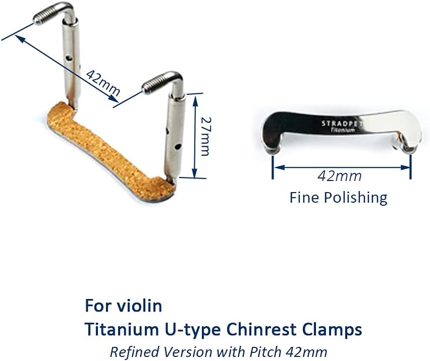 Titanium U-Type Chinrest Clamps for violin, Refine version (Width 42mm)