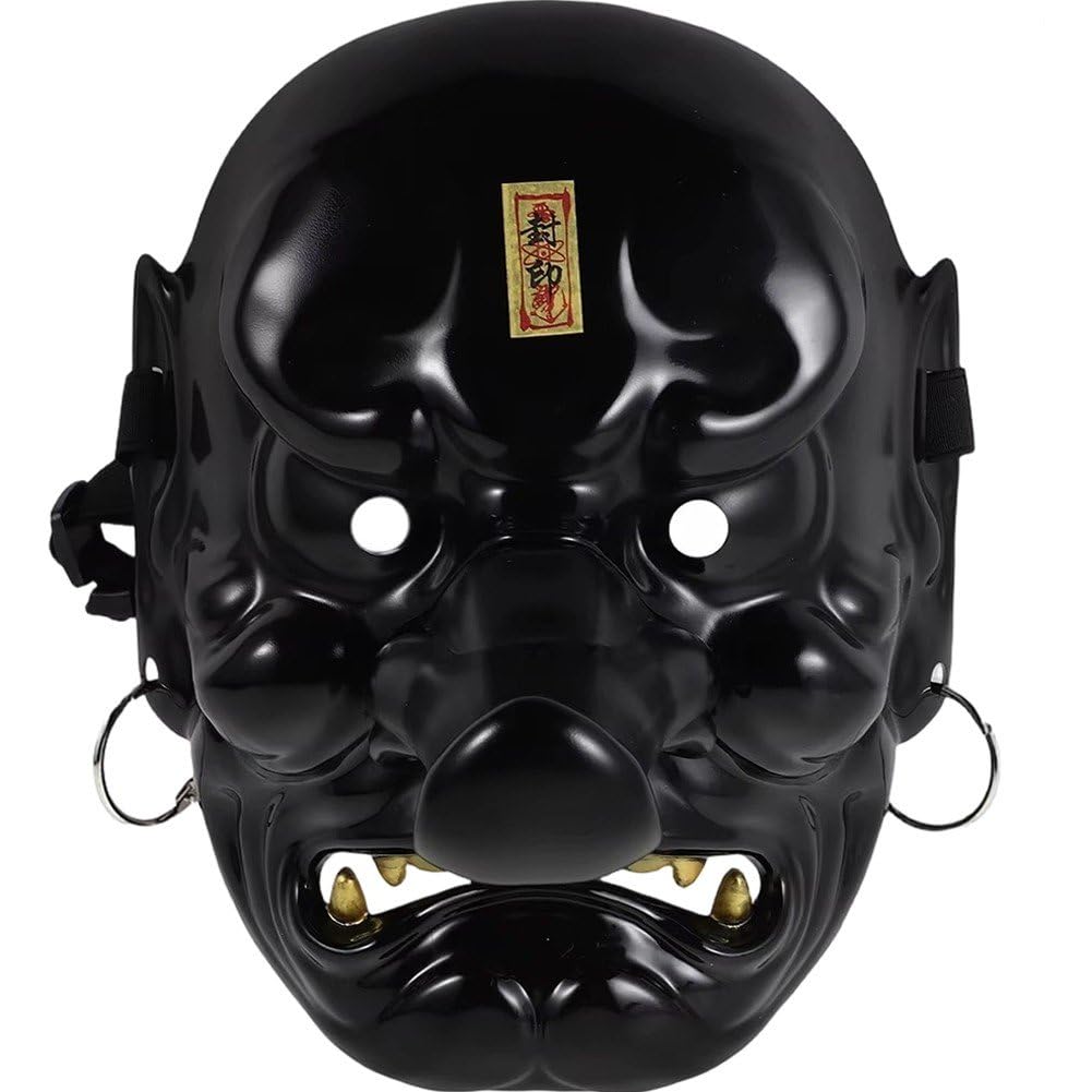 Sanfly Black Tengu Mask Strong Samurai Oni Mask Performance Drama Kabuki Samurai Masquerade Mask For Halloween Cosplay Prop
