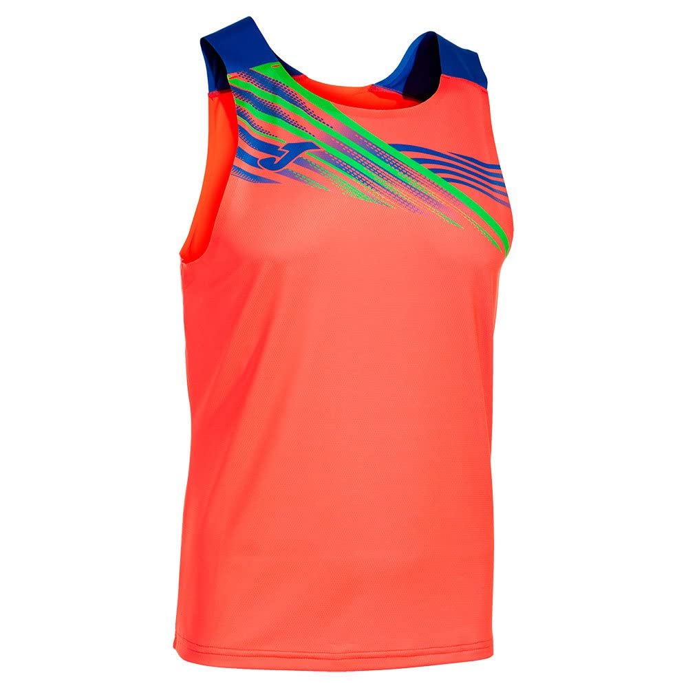 Joma Men's Elite X Tank Top T-Shirt, Coral Fluoro/Royal, M