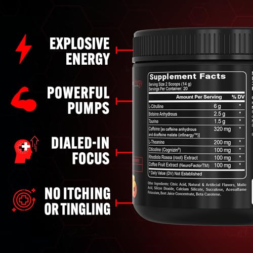 PEScience Prolific Energy Pre Workout – L Citrulline for Nitric Oxide, Rhodiola & CDP Choline Nootropic for Focus – Preworkout for Men & Women – 40 Scoops, Melon Berry Twist - Image 5