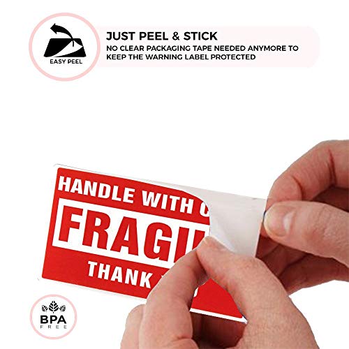 Enko - 4 X 6 Inch Large Fragile Stickers Handle With Care Warning Packing Shipping Label - Permanent Adhesive (1 Roll, 500 Labels) #TOP4