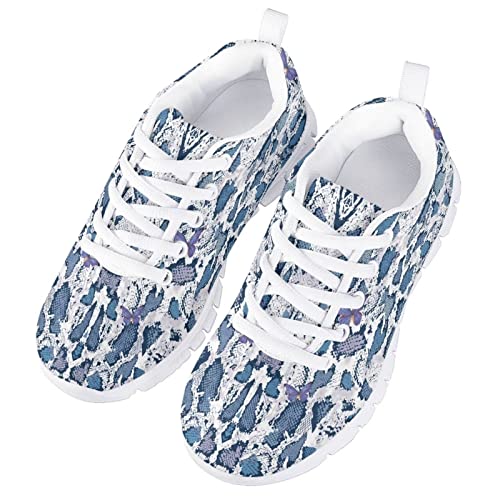 Stylish Print Soft Running Tennis Shoes for Kids Girls Lightweight Lace Up Nonslip Mesh Athletic Shoes3