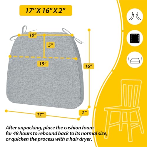 Image of AAAAAcessories Chair Cushions for Dining Chairs, 17 x 16 x 2 in, Set of 2