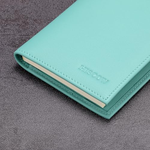 Image of HISCOW Soft Leather Checkbook Cover & Card Holder with Divider - Italian Calfskin (Teal)