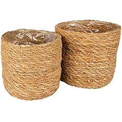 Macetas De Fibra Baratas Gina Da Juego de 2 cestas redondas de algas marinas