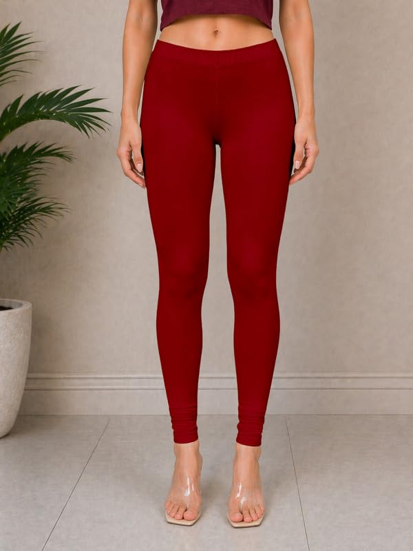 Image of TRENDMALLS Women's Microfiber Elastane Stretch Soft Churidar Length Leggings with Ultrasoft Waistband