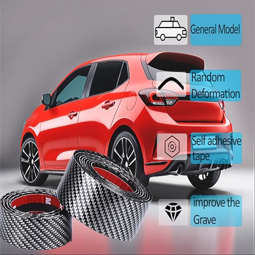 Image of NIKAVI Universal Anti-Scratch Car Door Sill Guard, 5Meter Carbon Fiber Sticker for Car Bumper, Pedal Protector, Scuff Plate Cover - Scratch Proof, Removable, Black (3CM Width)