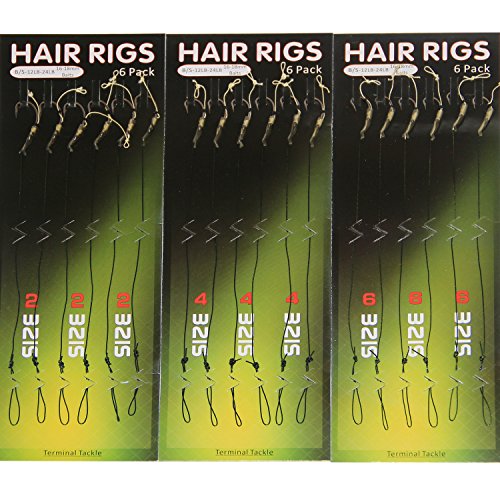 18pcs Carp Fishing Hair Rigs Coated Line Carp Hair Rig with Barbed Carp