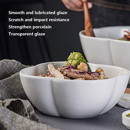 Reeedom Pure White Ceramic Bowl, Household Plum-Shaped Fruit Salad Bowl Tableware,Large Capacity Nordic Style Thickened Anti-Scald Soup Bowl Two Options,White,18.57.5Cm #TOP4