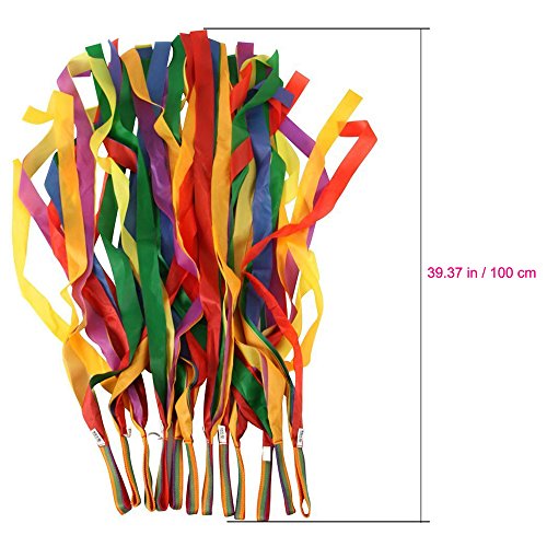 ORZIZRO Rainbow Dance Ribbons, 12PCS Rhythm Ribbon Streamers for Kids Children Adults - Bright & Multi-Colored - Thumbnail 7