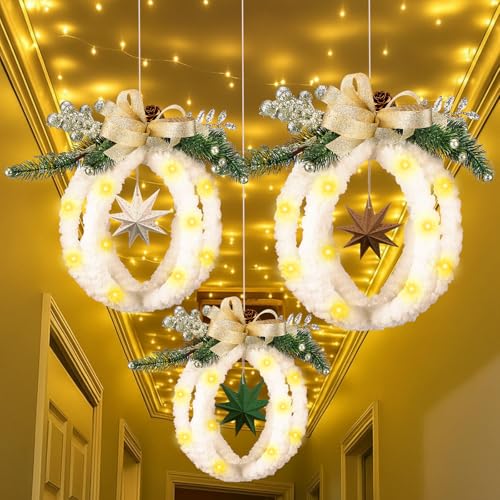 Chunful 3 Pcs Christmas Neutral Hallway Ceiling Decorations Set Rustic