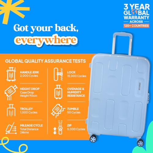 Image of American Tourister Ivy 2.0 | Medium Size Check-in Trolley Bag (68 cm) | 360 8 Wheel Travel Luggage | Hard Case Polypropylene (PP) Suitcase | Combination Lock | Blue Frog