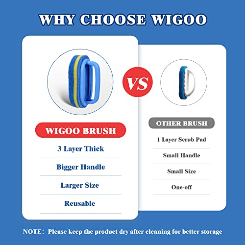 Wigoo Cleaning Sponge With Handle, Bathroom Sponges For Cleaning, Heavy Duty Non-Scratch Scouring Pad, Handheld Scrubber For Bathtub Shower Tile Tub Floor Wall Grout Kitchen Sink Cleaning Brush #TOP2