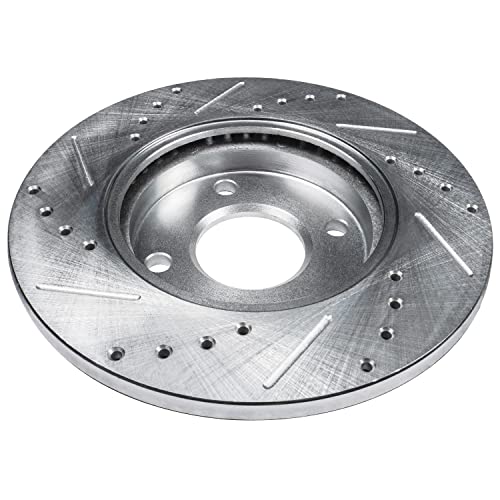 Image of Detroit Axle - Rear Brake Rotors for 2014 2015 2016 Chevrolet Spark EV, Drilled and Slotted Disc Brake Rotors Replacement : 10.16 inch inch Rotors