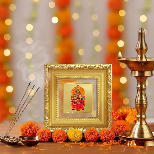 Image of DIVINITI Sarada Devi 24K Gold Plated Foil Tabletop Photo Frame for Home Decor, Puja Room, Living Room, Office, Luxury Gifting | DG Frame 103 S1A (10x10 CM)