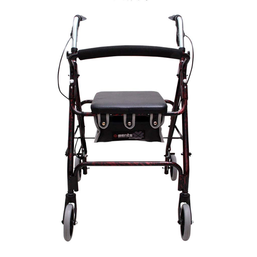 Chodziki dla seniorów Rama do chodzenia z kratą Chodzik czterokołowy Rollator z podparciem pleców i siedziskiem, Rollator Lekki aluminiowy składany chodzik, łatwa regulacja wysokości Chodzik z