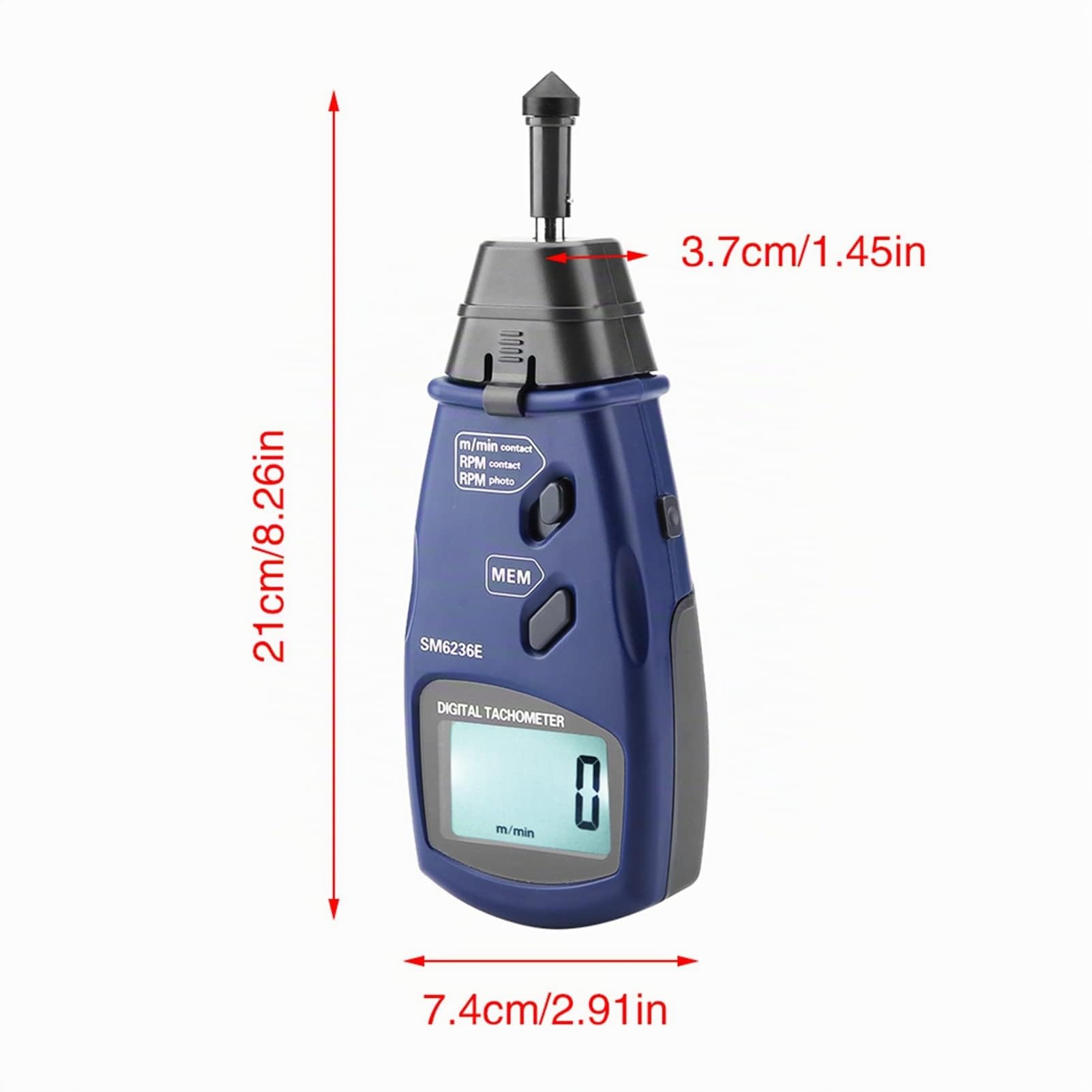 Contagiri Digitale, SM6236E Contagiri Professionale Senza con Precisione 2,5 a 99.999 RPM, Kit Contagiri Tachimetro Digitale LCD a 5 Cifre 18 Mm Tester di Rotazione