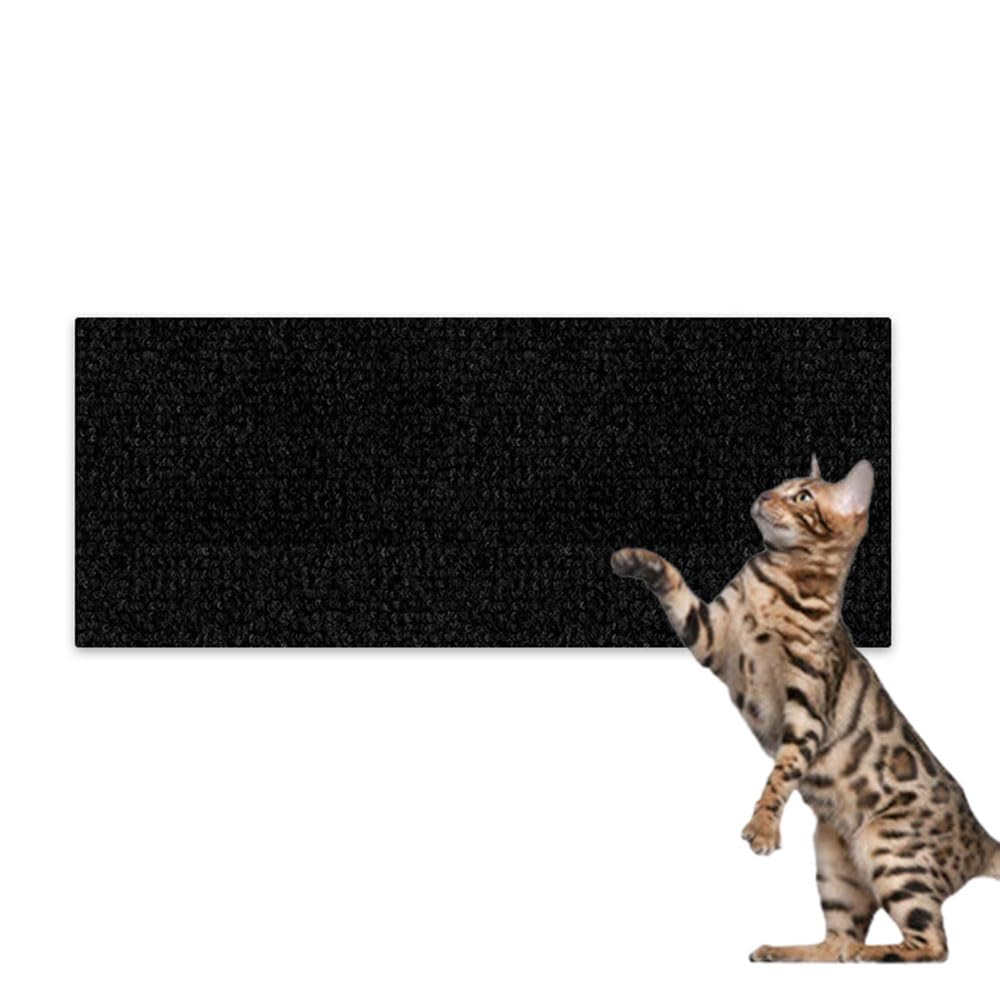 Hearda Cat Scratch Mat, Self Adhesive Cat Scratching Mats, Abrasion Resistant Polyester Scratcher, Protects Furniture & Sofa, Couch Carpets Rug (Black,30x100cm)