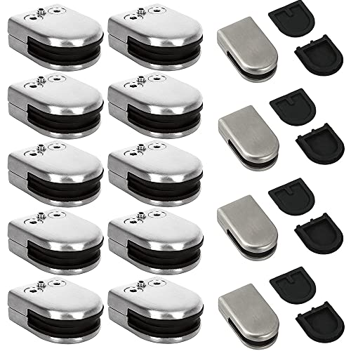 Review 10 PCS 10-12mm Large Round Glass Clamp Stainless Steel Glass Clamps Adjustable Glass Bracket Round Back for Round Surface Balustrade Staircase Handrail