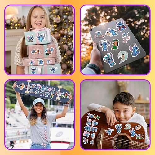 Image of Pack of 50+ PCS Stitchs Cartoon Stickers for Gifts, Waterproof Sticker for Phone, Laptop, Water Bottles, Hydro Flask, Stickers for Kids, Toddlers, Vinyl