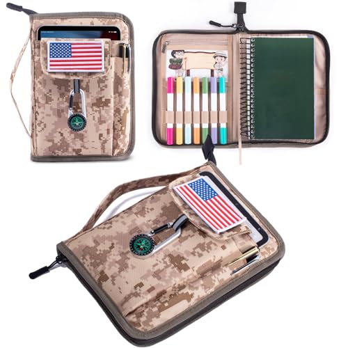 Handbook Book Cover Compatible with BoyScoouts Handbook with Amercan Flag Patch and Compass - Book Sleeve - Handbook Protector for Boys Girls