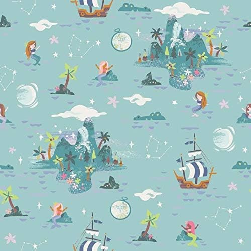 Riley Blake Peter Pan Islands on Mint from Neverland