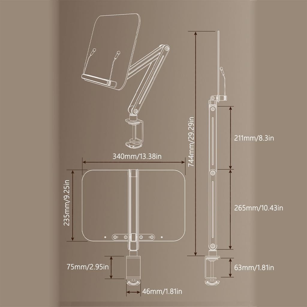 Soporte de brazo ajustable para laptop, soporte de escritorio para tablet
