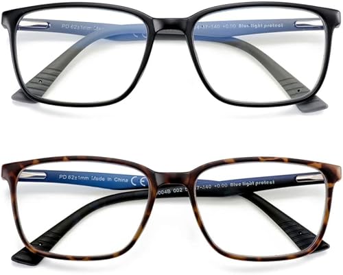 Miniatura 10 de BLUEMOKY Gafas de lectura de luz azul para hombres, lectores de marco cuadrado deportivo, gafas de computadora antirreflejos