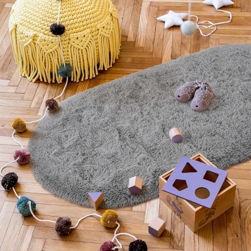 Image of Fluffy Silky Micro Fiber Polyster Carpet /Runner for Bedroom, Study Room, Playing Room, Guest Room ETC. 1.5x4 Feet, (Silver)