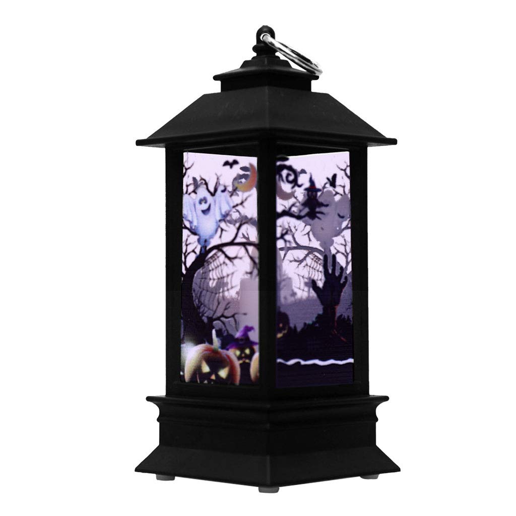 Kalttoy Halloween Party Decoration Ornaments Scary Skeleton Pumpkin Witch Pattern LED Electronic Light Scene Layout Hanging Props Solar Garden Lights Hanging