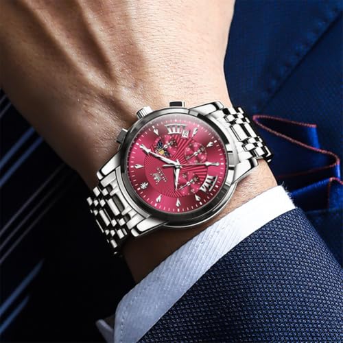 Image of OLEVS Watches for Men Dress Chronograph Luxury Stainless Steel Big Face