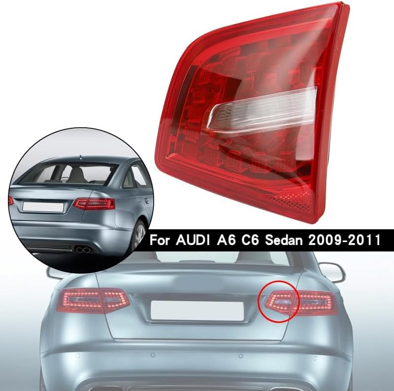 Piloto Trasero para Audi A6 C6 Sedan 2009-2011, Conjunto Luces Traseras Stop Intermitentes Marcha Atrás Antiniebla Repuesto,Inner Side - Right