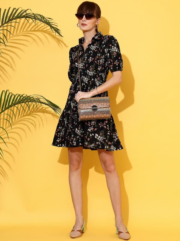 Image of Sheetal Associates Women's Casual Half Sleeve Crepe Shirt Dress