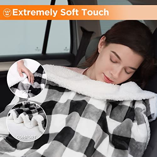 Image of Westinghouse Heated Car Blanket with 3 Heating Levels, 4 Hours Auto Off, 12 Volt Electric Blanket for Car, Truck, SUV, RV, Machine Washable, 59 inch x 43 inch, (Grey Buffalo Plaid,Upgrade Model)