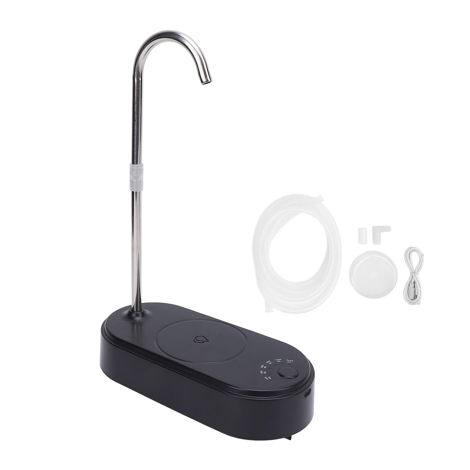 Desktop Water Dispenser with Hose Electric Bottle Drinking Tray for Living Room Kitchen Bedside (Black)