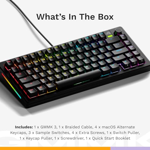 Image of Glorious Gaming GMMK 3: Customized Mechanical Gaming Keyboard, TKL 75%, Modular Seals, Doublehot PBT, Aluminium Switching Plate, 3-5 Pin Switches (Hot Swap), USA QWERTY - Black