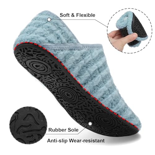 Image of Fires Womens Mens Slippers with Rubber Sole Soft-Lightweight House Slipper Socks Around House Shoes Non Slip Indoor /Outdoor