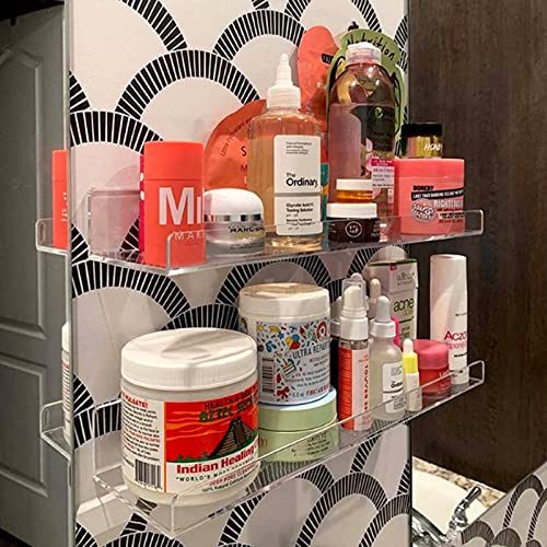 Qpey Clear Acrylic Shelves,15" Invisible Floating Bookshelf Wall Mounted Wall Shelves For Picture Display,Record Storage,Book,Magazine,Files Organizer-Acrylic Shelves 2 Packs #TOP5