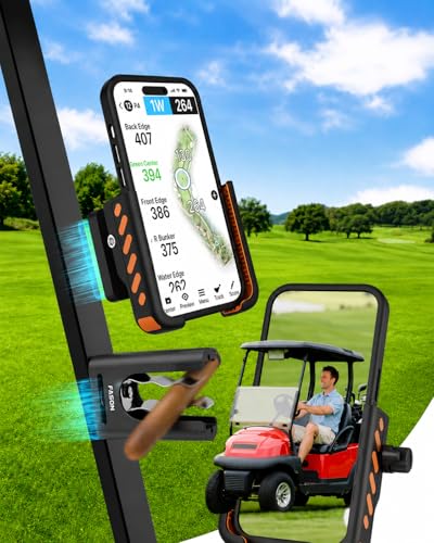 FASON Magnetic Golf Cart Phone Holder - Ultra-Strong N52 Magnet | Golf Cart Accessories Set Compatible with EZGO Yamaha | Hands-Free & Anti-Drop Design | Golf Accessories Gift for Dad Husband Men