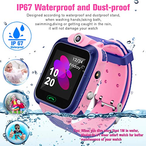 KToyoung Kids Smart Watch,Childrens Smartwatch for Kids Girls,Waterproof LBS Tracker Watch HD Touch Screen Sport Smartwatch Phone Watch with SOS Call Camera Game Alarm for Children Teen Students,Pink - Thumbnail 6