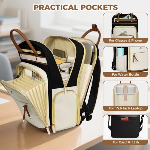 MATEIN Work Backpack with Lunch Compartment Detachable, 15.6 Inch Laptop Backpack with Organized Pocket, College Computer Backpacks Meal Prep Bag Gift for Teachers Nurse Adult Commute Office - Image 6
