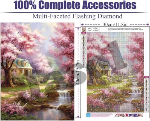 Image of Jasol Diamond Painting Kit, 40x30 Cms, Full Drill, 5D Crystals, Home Wall Decor Gift Set (Pink Forest M45624)